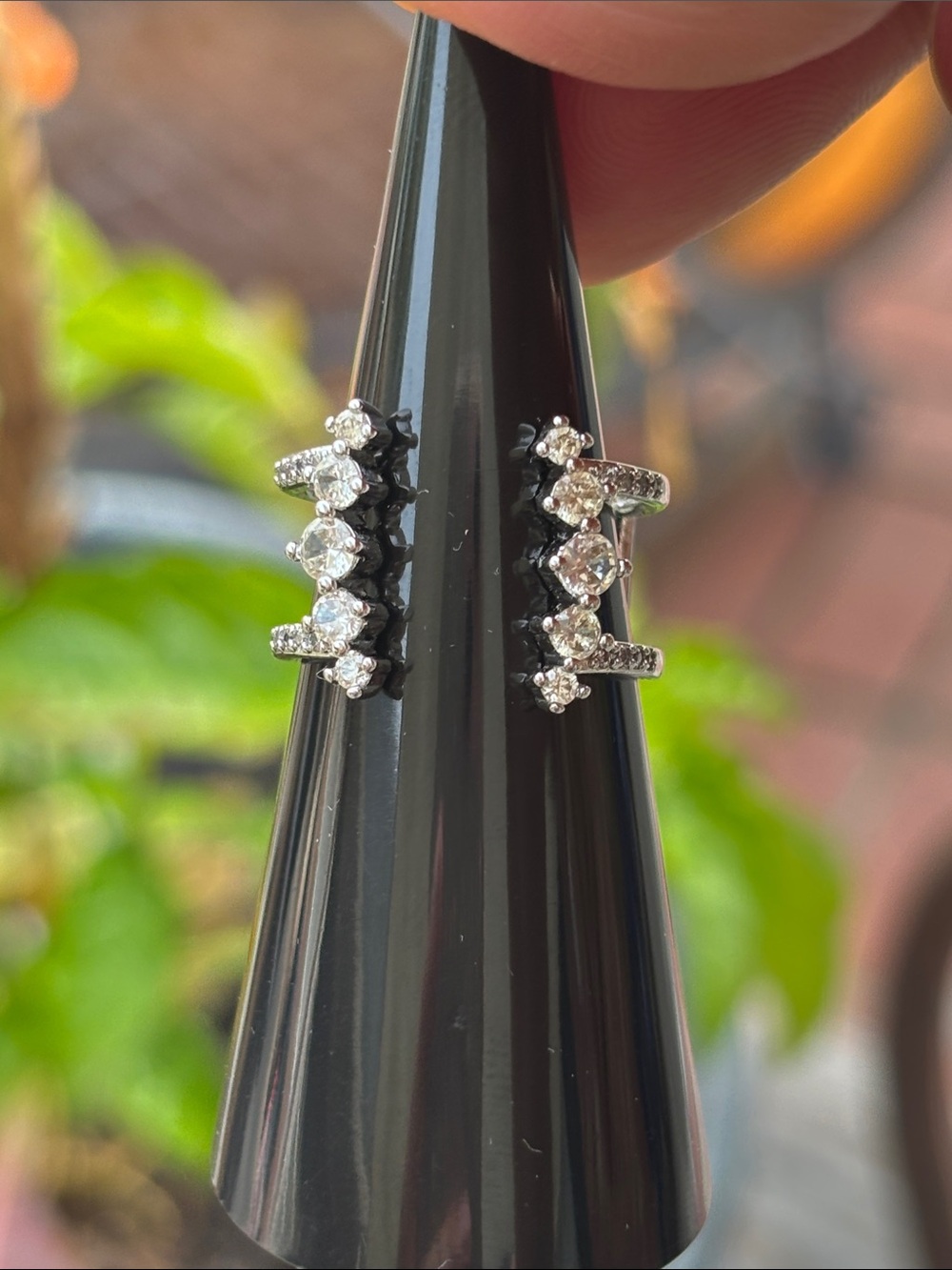 Silver Crystal Huggie Earrings - White